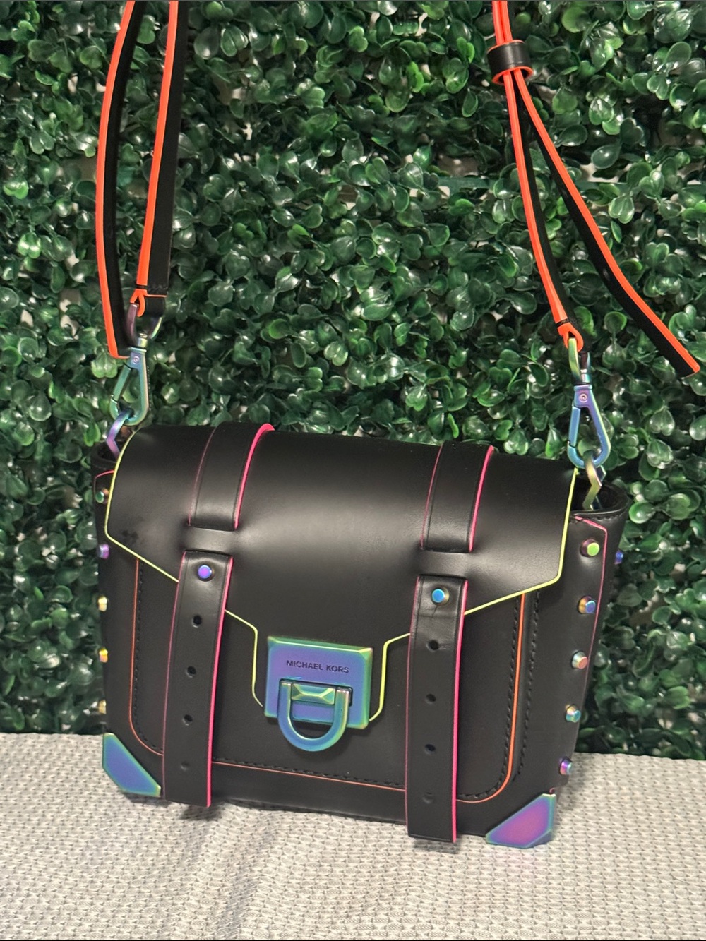 Michael Kors Black Crossbody Bag with Neon Trim - Picture 2 of 12